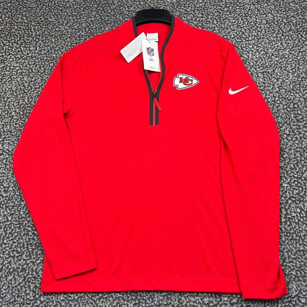 Nike Kansas City Chiefs Dri-FIT Shirt Men Large Red Quarter Zip Pullover New L